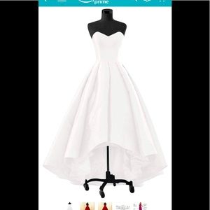 White taffeta sweetheart hi-low dress, lace up bak